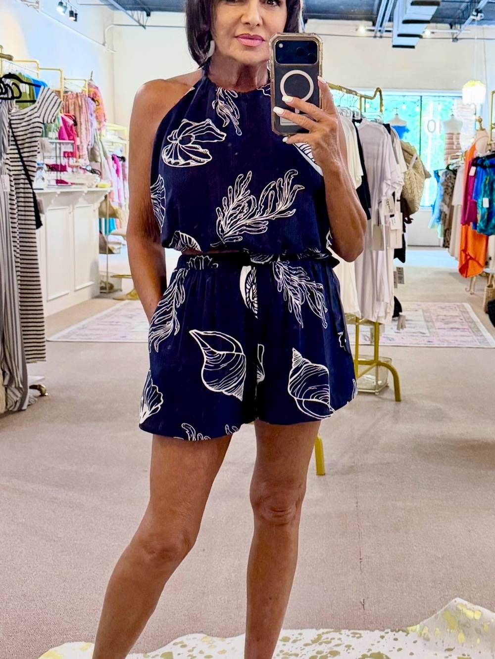 ILLA ILLA 2pc Set - Navy Halter & Shorts w/Shell print